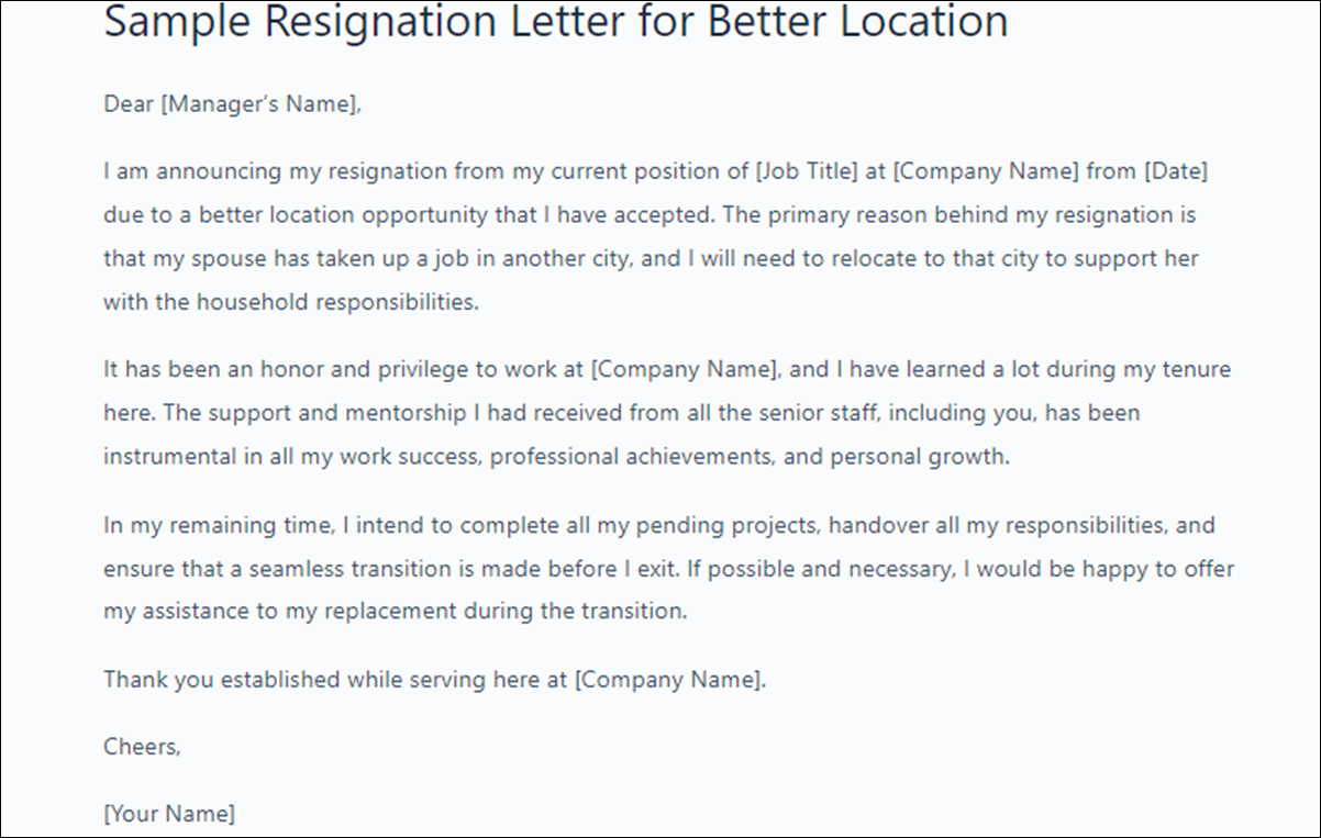 Resignation Letter Template for Better Opportunity