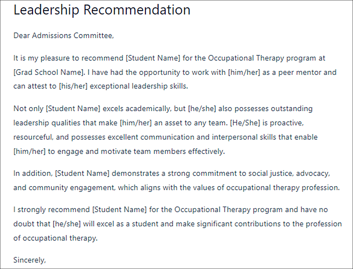 5 Must-Have Elements for Your Grad School Occupational Therapy Letter of Recommendation Template 2