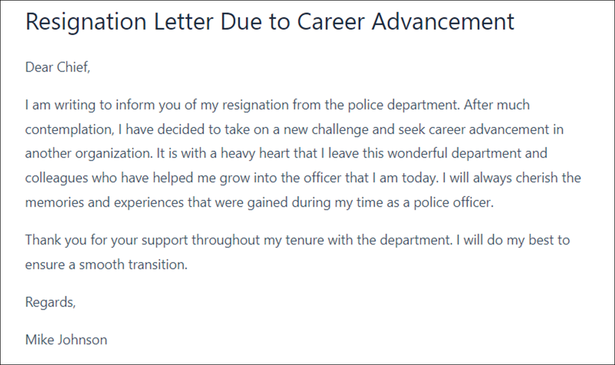 How to write a police resignation letter using a template