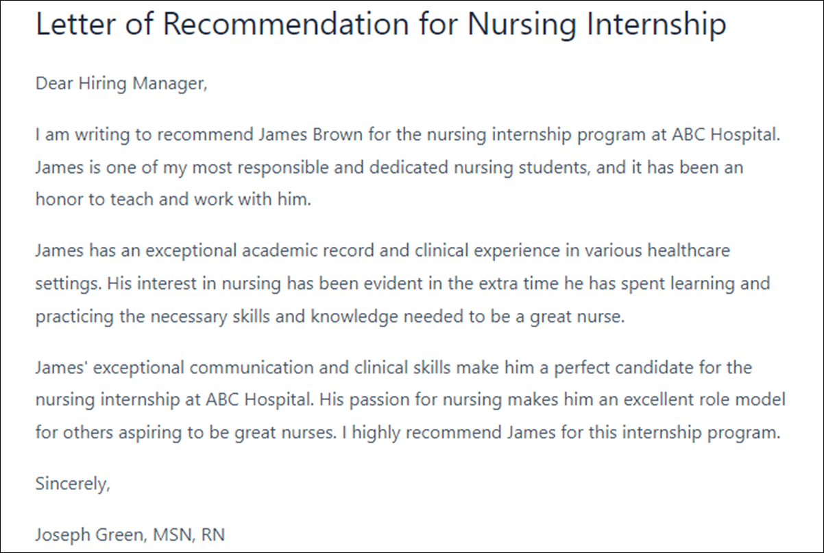 Letter of Recommendation Templates for Nursing Students