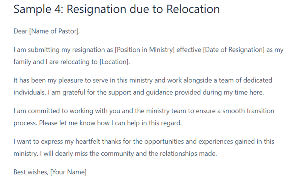 Ministry Resignation Letter Template 01