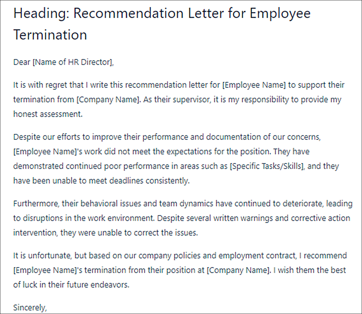 Professional Letter of Recommendation Template