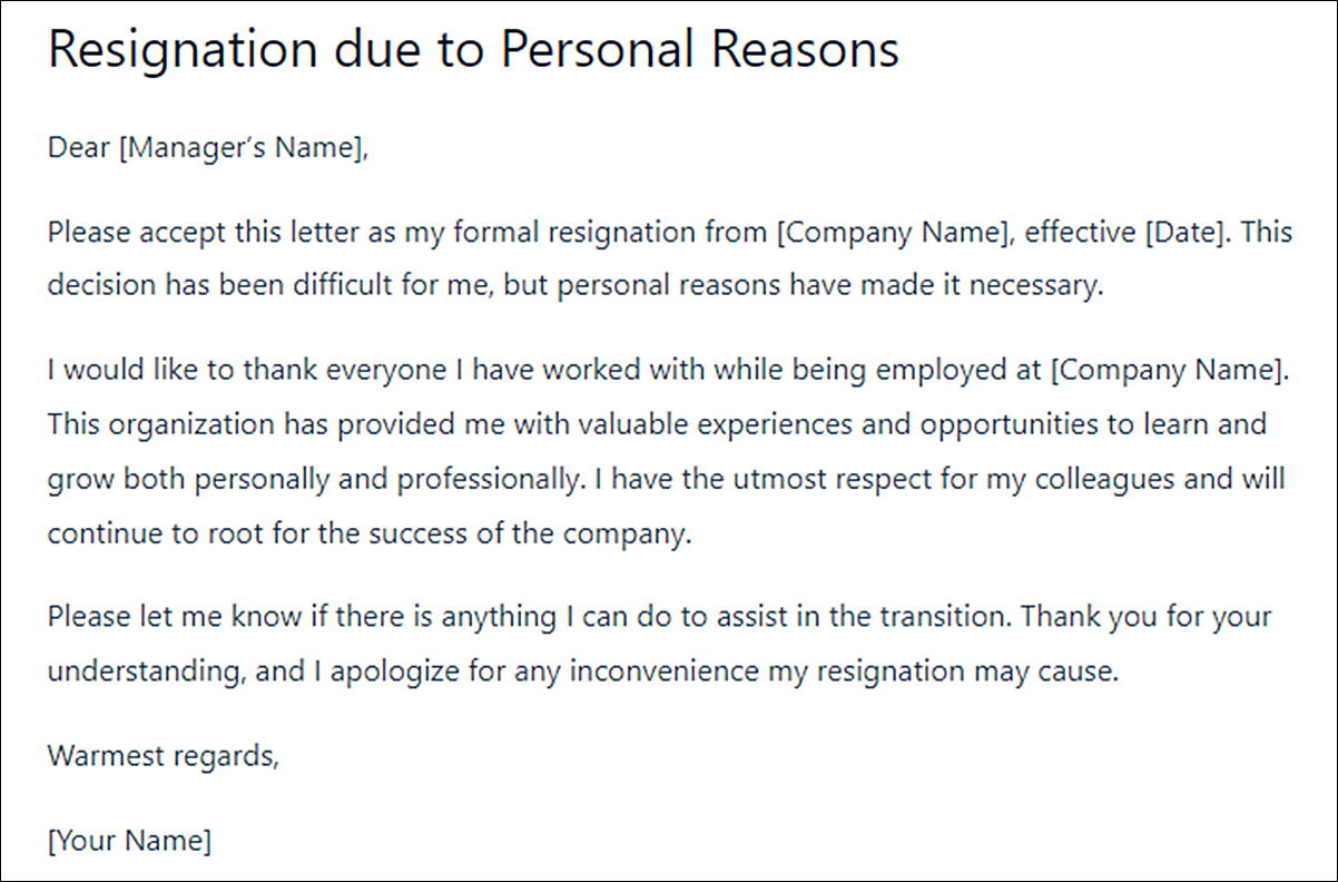 Physical Therapy Resignation Letter Template