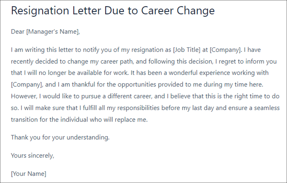 Resignation Letter Template for Stay at Home Mom