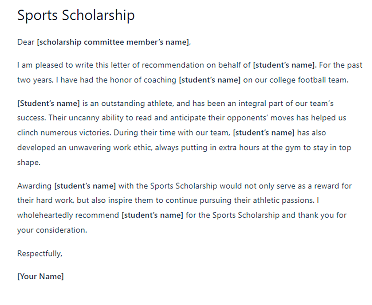 College Scholarship Letter of Recommendation Template Guide