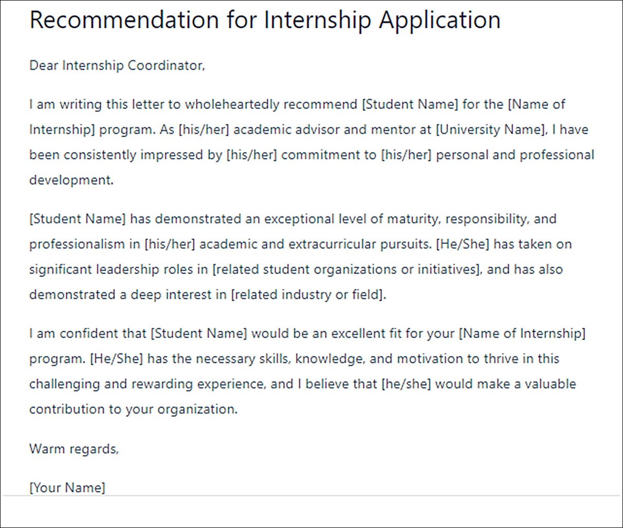 Letter of Recommendation Templates for Graduate Students