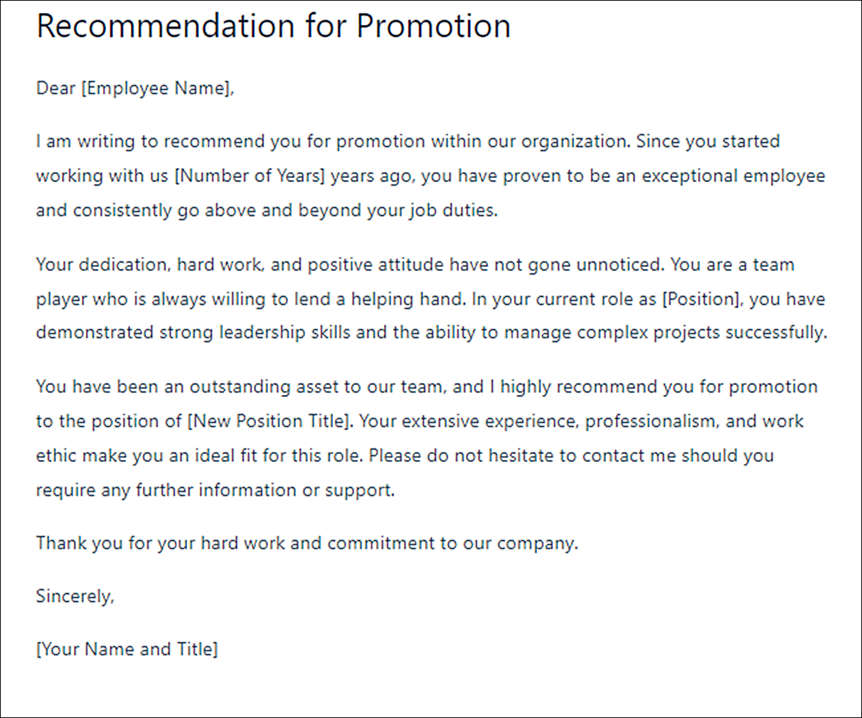 Letter of Recommendation Templates for Outstanding Candidates