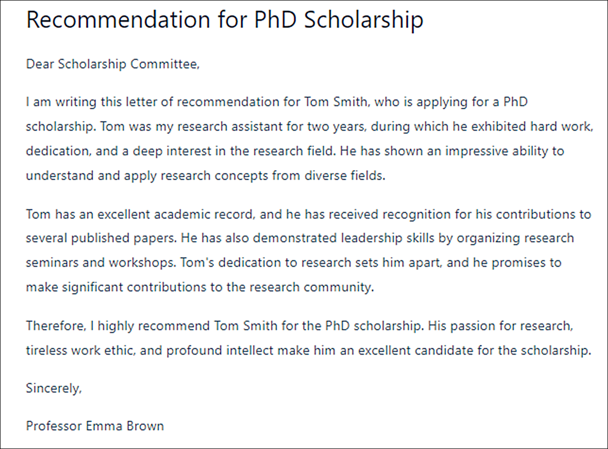 Letter of Recommendation Templates for PhD Applicants