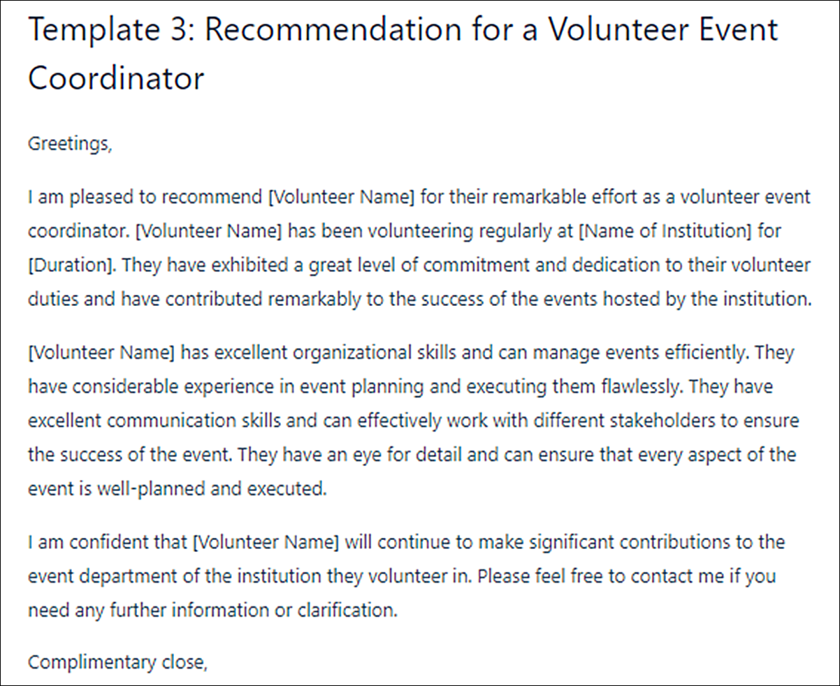Top Letter of Recommendation Templates for Volunteers