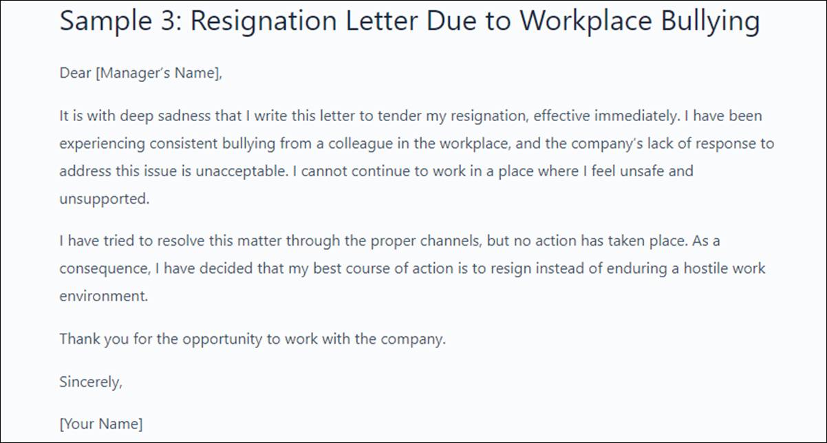 Angry Resignation Letter Template
