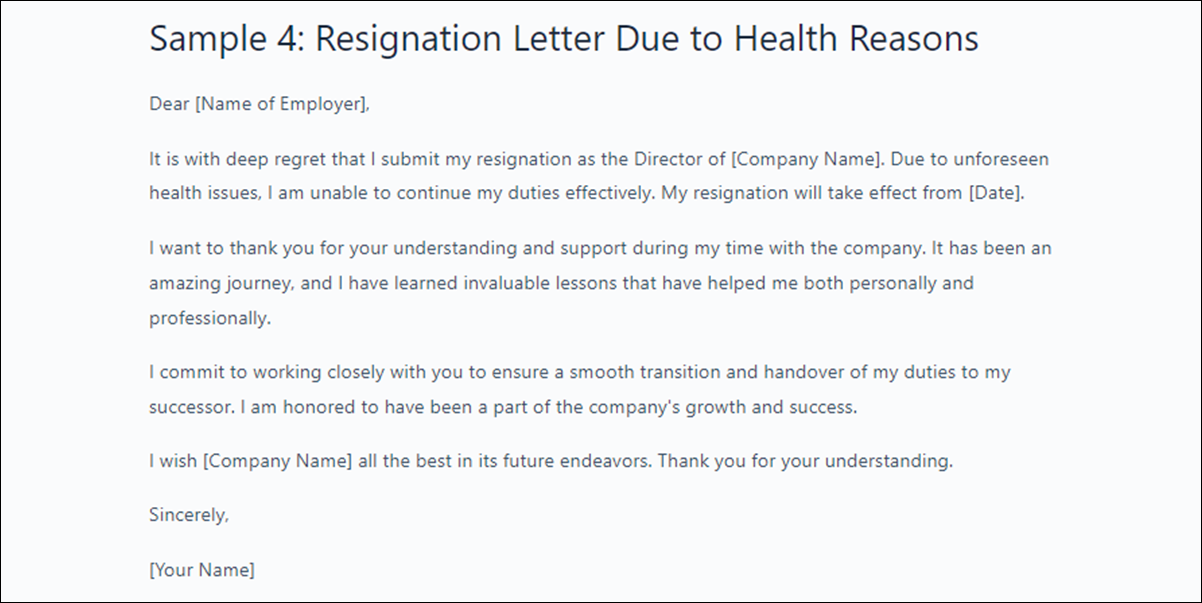 Company Director Resignation Letter Template