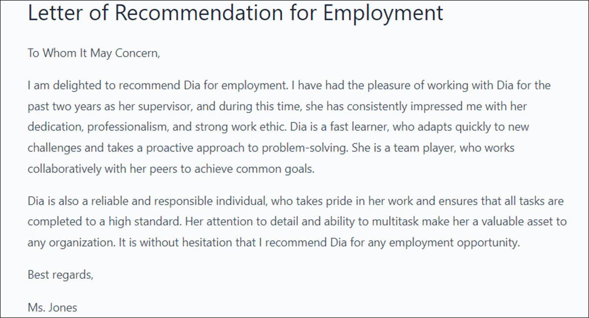 DIA Letter of Recommendation Template - A Comprehensive Guide for Writing Recommendations