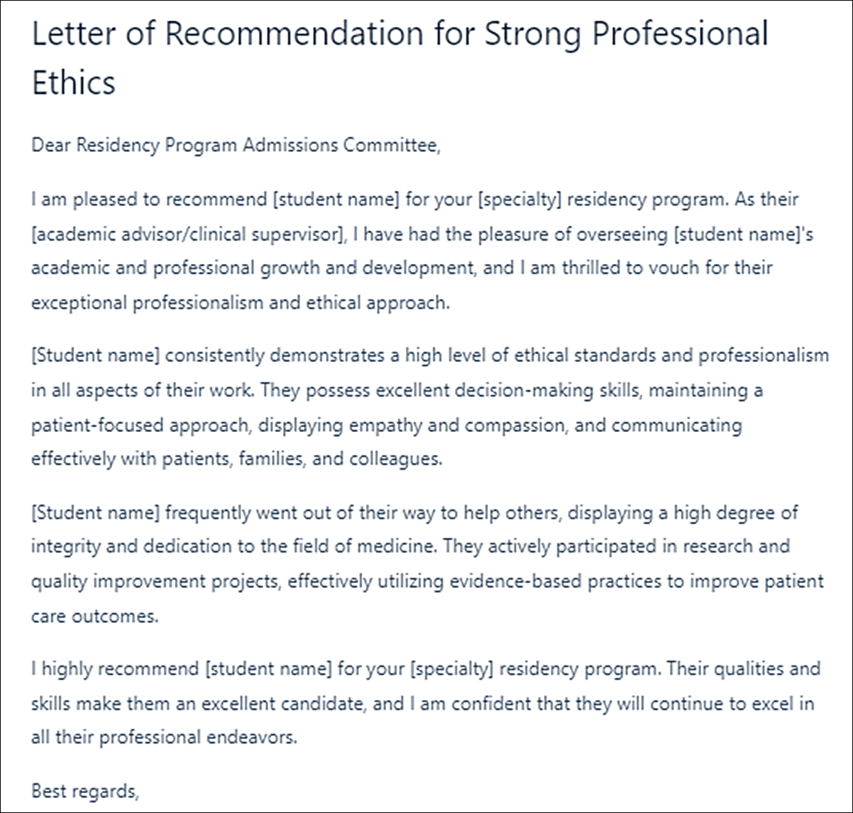 Mastering the Medical Residency Letter of Recommendation Template