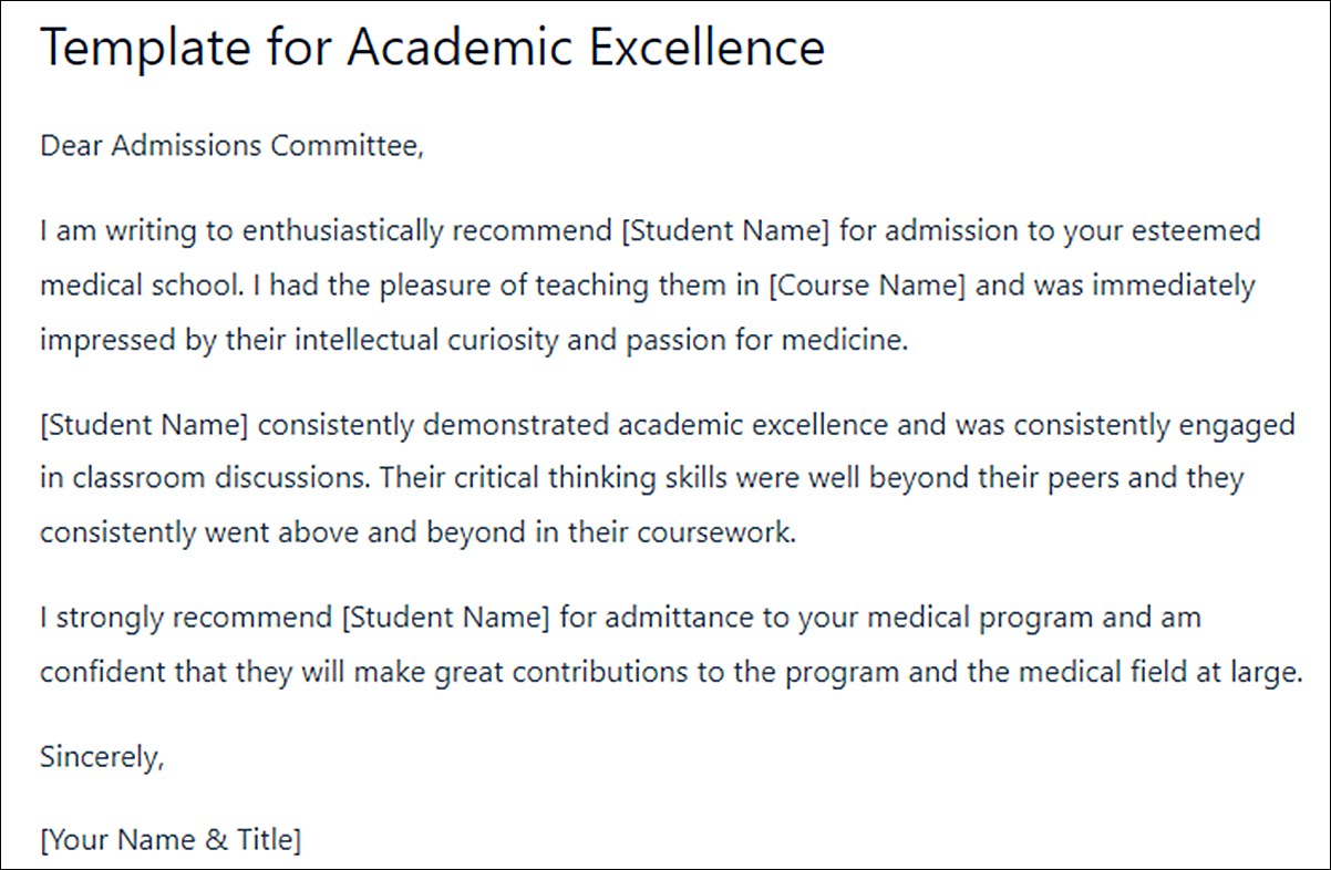 Med School Letter of Recommendation Template Guide