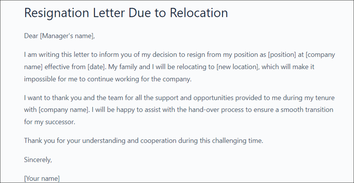 Officer Resignation Letter Template