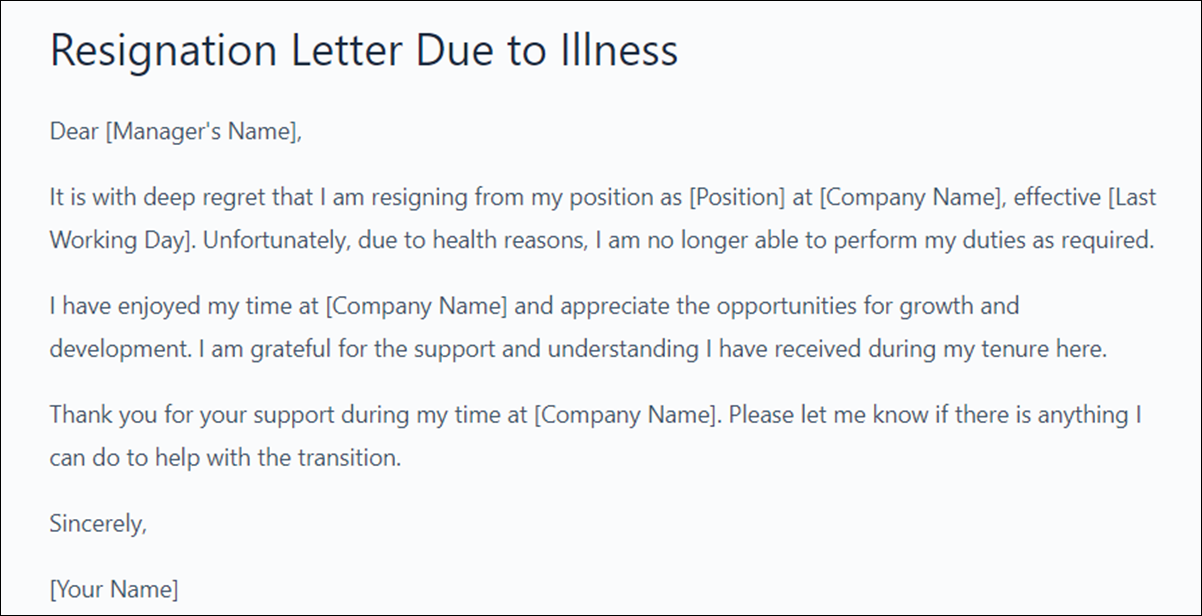 Resignation Letter Template with Last Working Day
