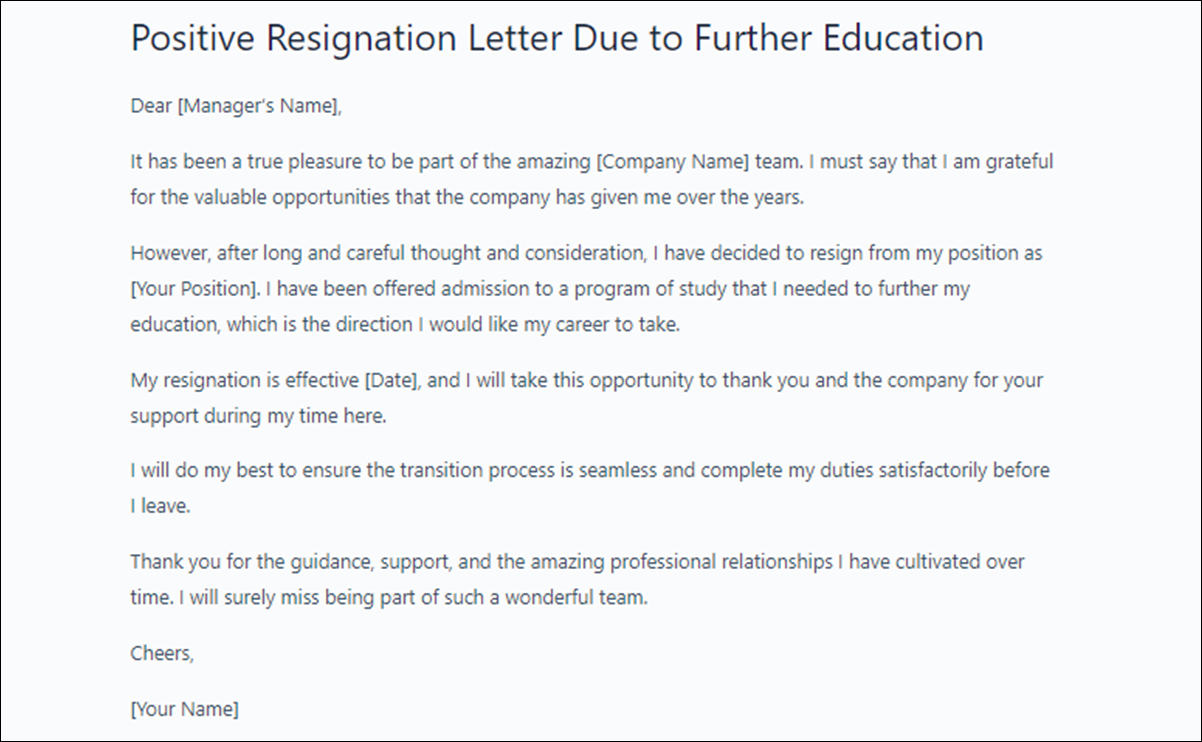 a Positive Resignation Letter Template
